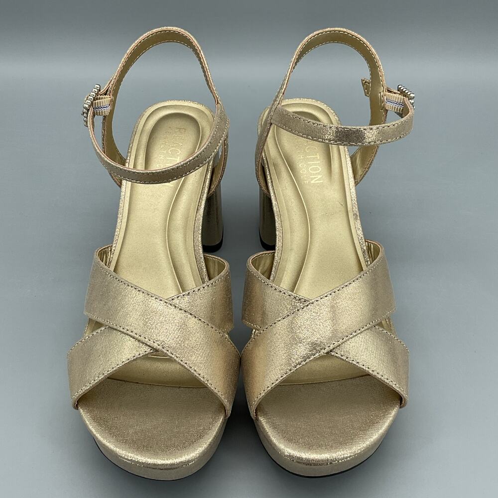NEW Reaction Kenneth Cole Women’s Reeva Platform Sandals Gold Size 7M - Picture 3 of 10